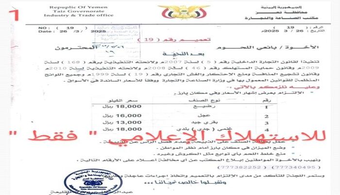 غش تجاري ولحوم فاسدة ورشاوي مشبوهة في تعز | كارثة أسعار اللحوم والدواجن بالمحافظة .. غياب الرقابة يشعل الغلاء ويهدد صحة المواطنين