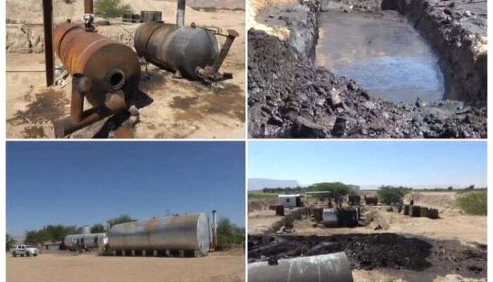 في حضرموت | القوات الجنوبية تكشف مصفاة نفط عشوائية جديدة داخل مزرعة خاصة بالخشعة | شاهد