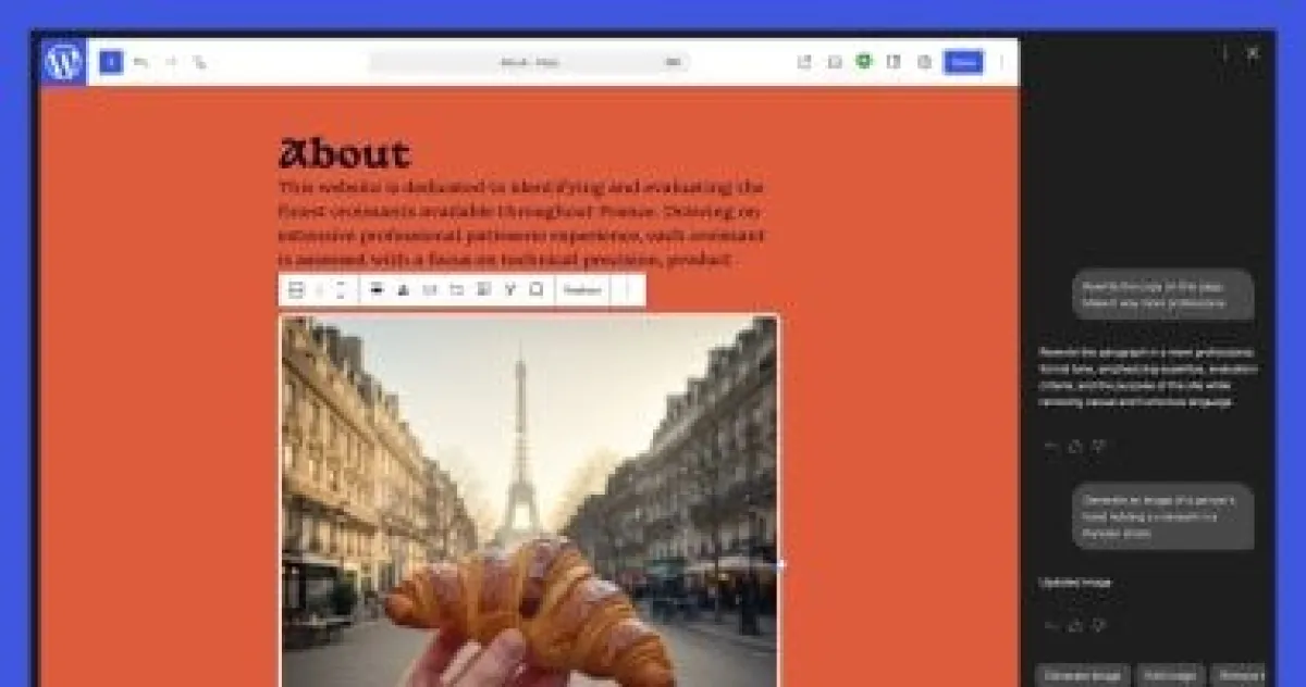 ووردبريس تدمج مساعد ذكاء اصطناعي دائم لتصميم المواقع وإنشاء المحتوى