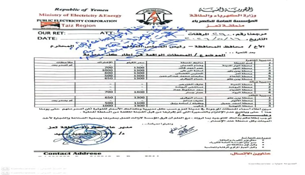 وثيقة رسمية تفجّر "ثورة الضوء" في تعز: بالأسماء والأرقام.. سقوط أقنعة "أباطرة المولدات" ونفوذ "مافيا الطاقة" في مرمى النيابة