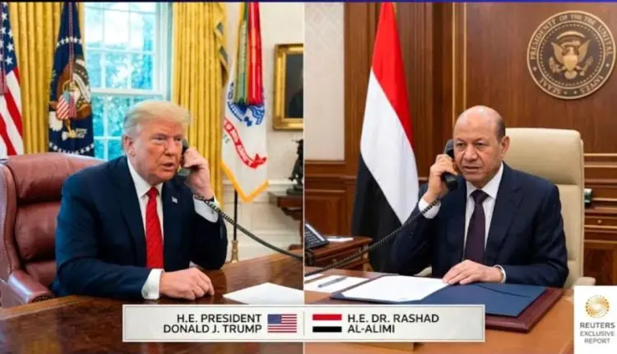 رويترز تكشف تفاصيل اتصال ترامب والعليمي: بحث تقدم الحوثيين بباب المندب ومطالب بدعم أمريكي للشرعية