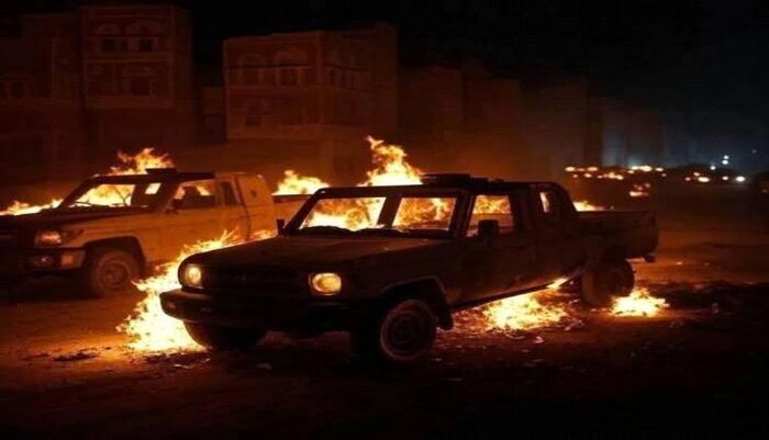 مراسل الوكالة الصينية يكشف مقتل مسؤول الأمن بدار الرئاسة في صنعاء وتفحم جثته بغارة استهدفت 3 قيادات بسيارة | اسماء وتفاصيل