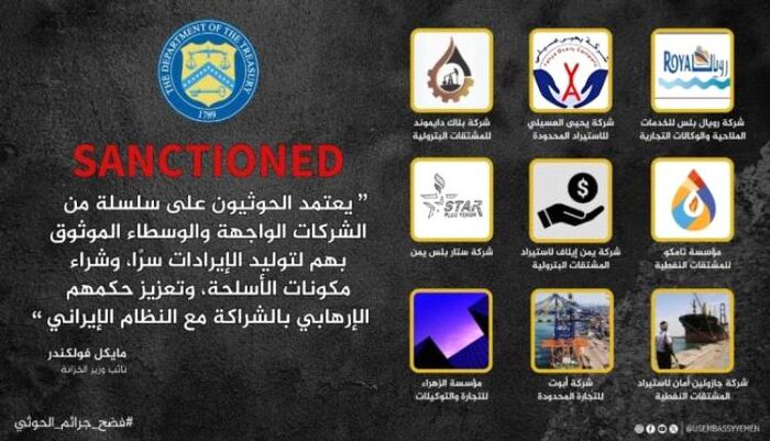 شاهد | واشنطن تكشف شبكات الحوثي المالية السرية: 9 شركات يمنية في قبضة العقوبات | اسماء وتفاصيل